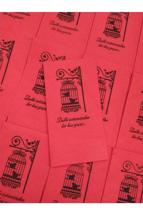 Nia Sunum Belki Üstümüzden Bir Kuş Geçer 20'li Peçete Kırmızı Renk