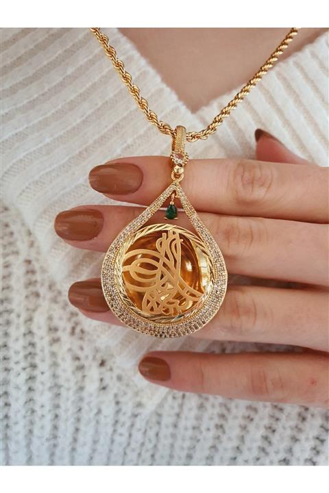 barış gold altın kaplama 22 Ayar Altın Kaplama 60 Cm Zinciriyle Tuğralı Kolye