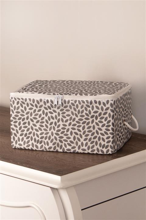 Rek Home Küçük Boy Gri Yaprak Baskılı Hurç 30x22x18