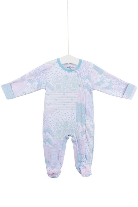 Aziz Bebe Kız Bebek Mavi Desenli Uyku Tulumu 0-6 Ay Azz006676