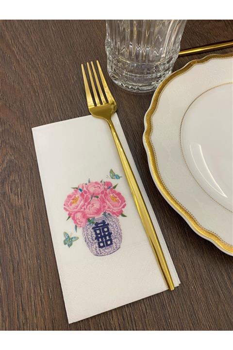 busrasdesign (KELEBEK) Bleu Blanc Sunum Peçetesi 20li