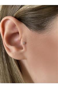 Okkostore Cerrahi Çelik Yıldız Tek Taş Piercing Tragus 6mm