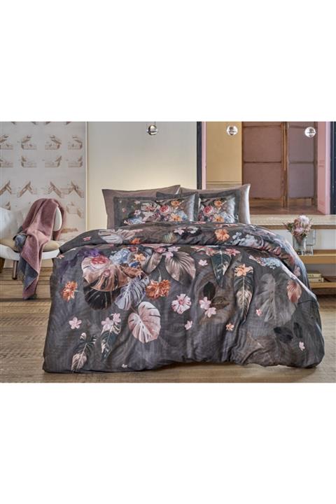 Linens Glamis Saten Çift Kişilik Nevresim Takımı Haki