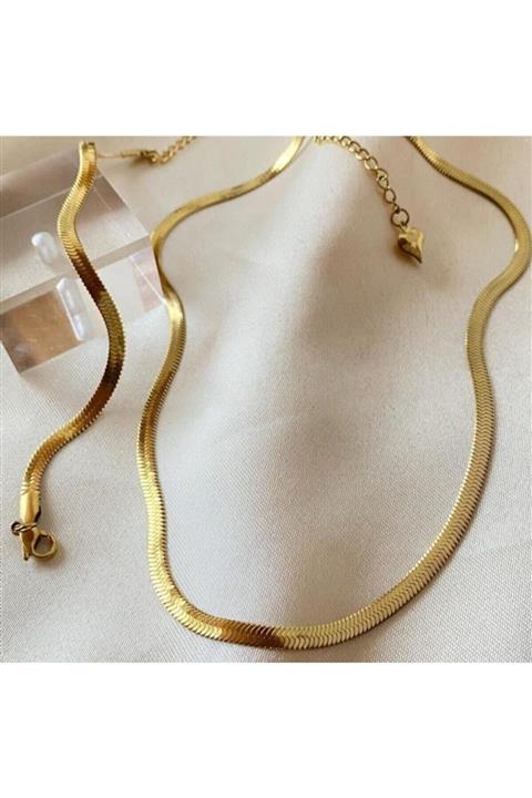 asen çelik Italyan Çelik Kolye Ve Bileklik Set