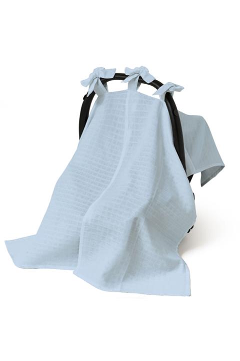 DEUX LAPINS Düz Mavi Puset Örtüsü