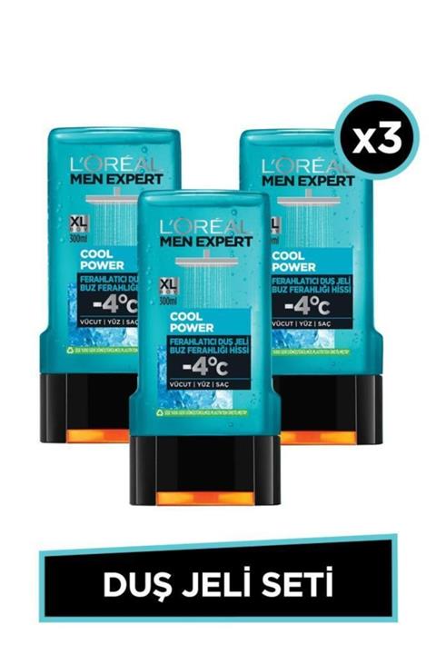 L'Oreal Paris Men Expert Cool Power Buz Ferahlığında Ferahlatıcı Duş Jeli 300ml 3'lü Set