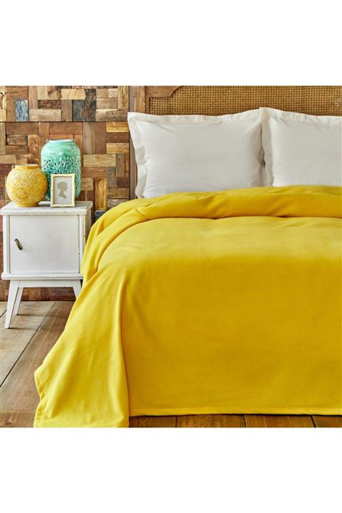 Karaca Home Puffy Sarı Çift Kişilik Polar Battaniye