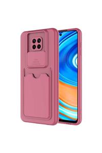 Xiaomi Redmi Note 9 Pro Kılıf Slayt Sürgülü Kamera Korumalı Kartlıklı Kart Bölmeli Pastel