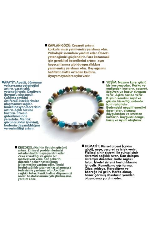OSMANLI DOĞAL TAŞ Krizokol-apaitt-kaplan Gözü-yeşim-hematit Bileklik