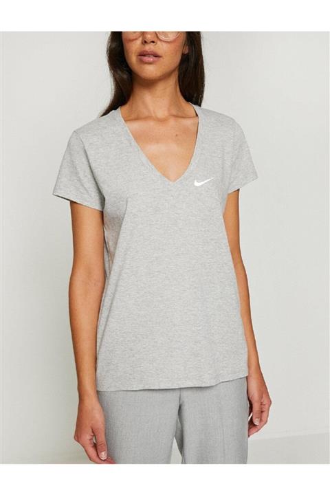 Nike Sportswear W V Yaka Gri Tişört