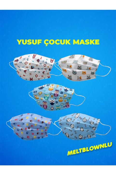 YUSUF MEDİCAL Cerrahi Meltblown Erkek Çocuk Maskesi 5 Farklı Desen 50 Adet