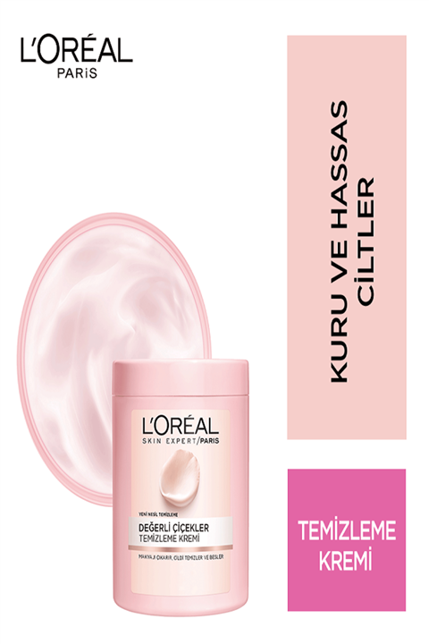 L'Oreal Paris Değerli Çiçekler Kuru ve Hassas Ciltler İçin Temizleme Kremi 200 ml 3600523447770