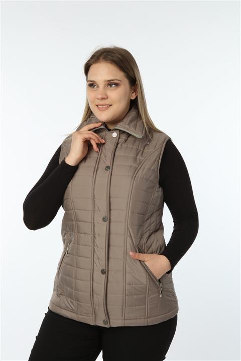 CABANELLİ Kadın Vizon Ray Deseni Kapitone Yelek