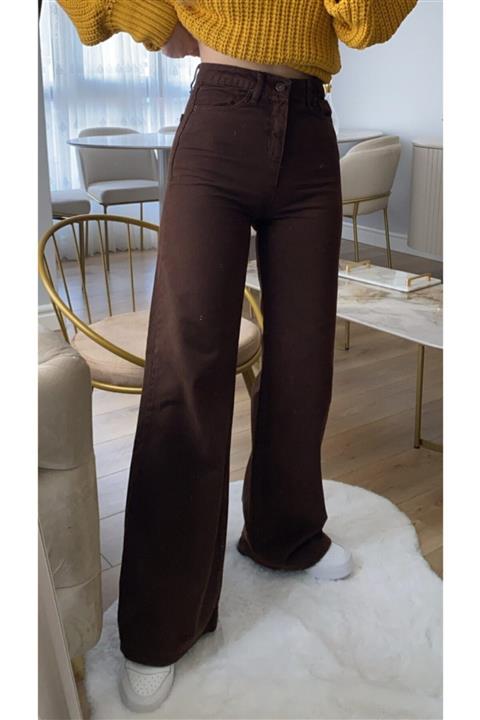 Narferita Odessa Kahverengi Renk Palazzo Jeans