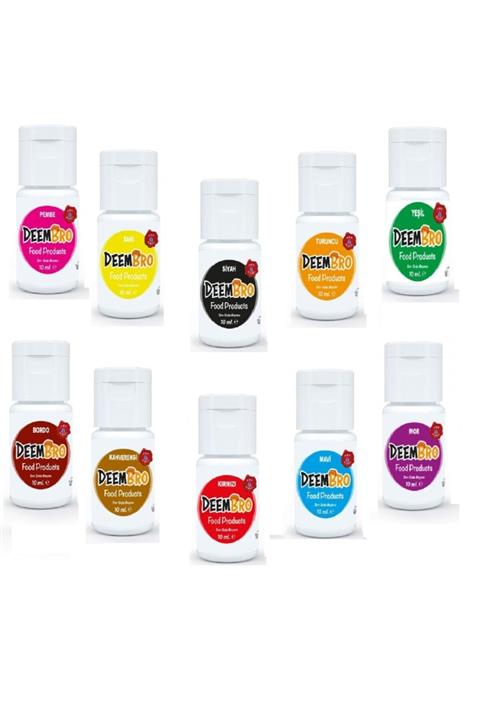 DEEMBRO Sıvı Gıda Boyası Seti 10 ml 10 Adet