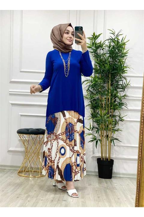 azzebutik 5230 Sevil Etekli Takım K15 Saks