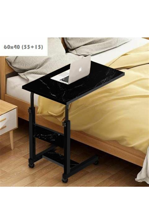 Filament Mobilya Yükseklik Ayarlı Dikey Laptop Ve Servis Sehpası - Mermer (TEKERLİ)