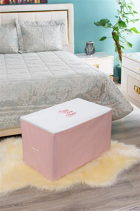 Serstil Büyük Boy Baskı Detaylı Pembe Çizgili Hurç 74 X 46 X 46 Cm