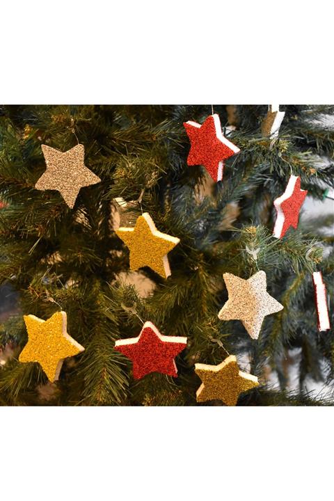 Walke Yılbaşı Simli Strafor Yıldız Süs 12li