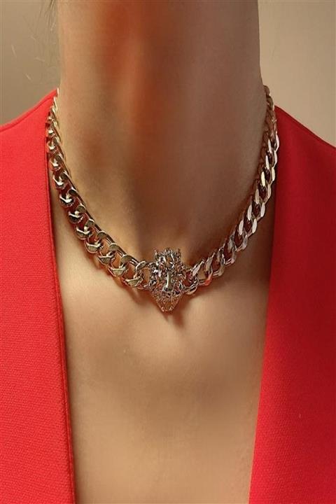 Simya Design Aslan Model Choker Altın Kalın Zincir Kolye