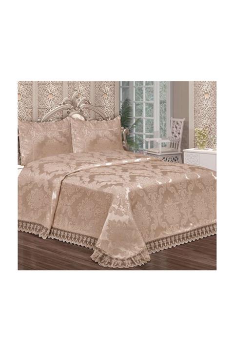 ERZAHOME Çeyizlik Dantelli Ince Yatak Örtüsü Capucıno