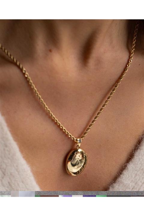 Reis Kuyumculuk Kadın Elips Madalyon Sarı Altın Kolye T488.