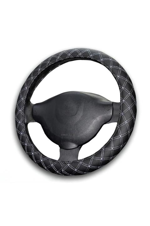 Fox Tır Kamyon Suni Deri Geçmeli Gri Nakışlı Direksiyon Kılıfı 45 cm