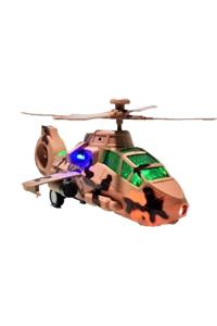 KAHRAMAN OYUNCAK Force 3d Projection Helikopter 30cm Hareketli Sesli Işıklı Bej Kamuflaj Dön Dolaş Helikopter Oyuncak