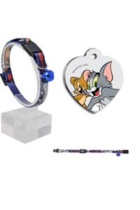 altın pati Tom & Jerry Güvenlik Kilitli Ayarlanabili Kedi Boyun Tasması 22-30 Cm + Tom & Jerry Künye