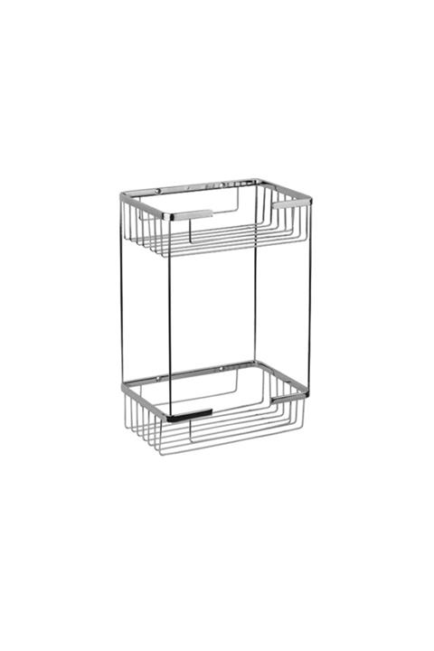 mabello 2'li Kare Kare Şampuanlık Banyo Rafı Süngerlik Pirinç -