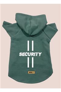 Monopetz Kapüşonlu Sweatshirt Köpek ve Kedi Kıyafeti Koyu Yeşil Security xs Beden