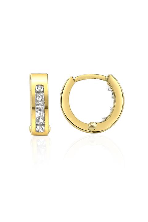 Tual Diamond 14 Ayar Zirkon Taşlı Halka Altın Küpe