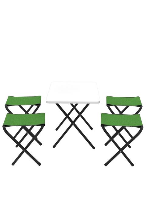 Pratico Kamp Masası Piknik Masası Katlanır 65x45 4 Tabure Yeşil