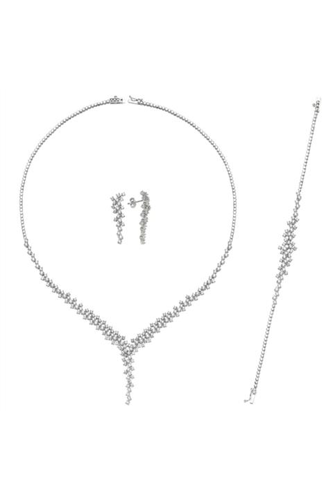 ALTINKÖŞE Kadın Beyaz Altın Düğün Seti 14 Ayar Aksd020