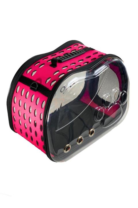 Glipet Şeffaf Kedi Köpek Taşıma Çantası 42 X 26 X 35 Cm Pembe