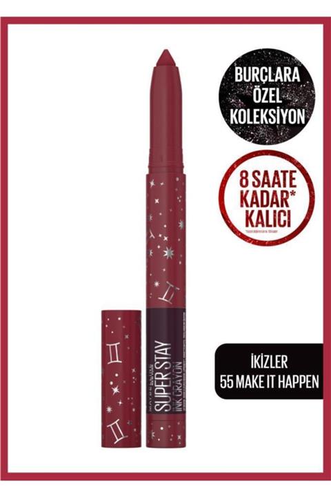 Maybelline New York Super Stay Ink Crayon Kalem Mat Ruj Zodiac Serisi - 55 Make It Happen (ikizler)