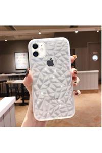 Go Aksesuar Apple Iphone 12 (6,1) / 12 Pro (6,1) Uyumlu 3d Dokulu Şeffaf Renkli Piramit Desen Kılıf