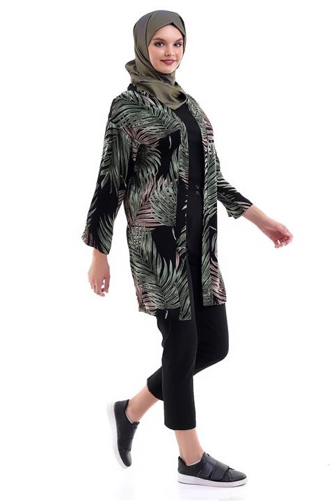 ARYA FASHION Desenli Geniş Kol, Şık Salaş, Tesettür Kimono