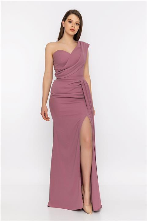 INVIDIA Tek Omuz Yırtmaçlı Abiye