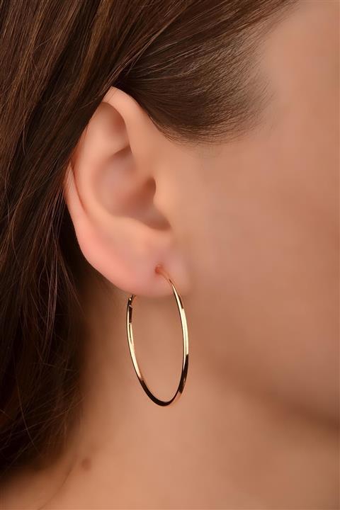 mykonsept 4 Cm Altın Kaplama Halka Küpe