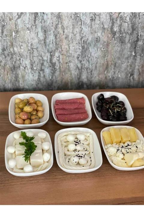 TEKBİR PORSELEN 6 Lı Kahvaltılık Dikdörtgen Çok Amaçlı Meze Kase