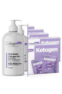 Collagen Forte Ketogen 20 Şase 5000 mg 5 Adet + Hydrolyzed Vücut Ve Yüz Bakım Jeli 250 ml 2 Adet