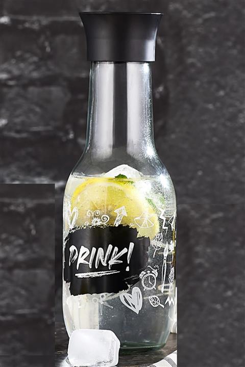 Hane Karaf Model Wellington Desenli Cam Su Şişesi 1000cc