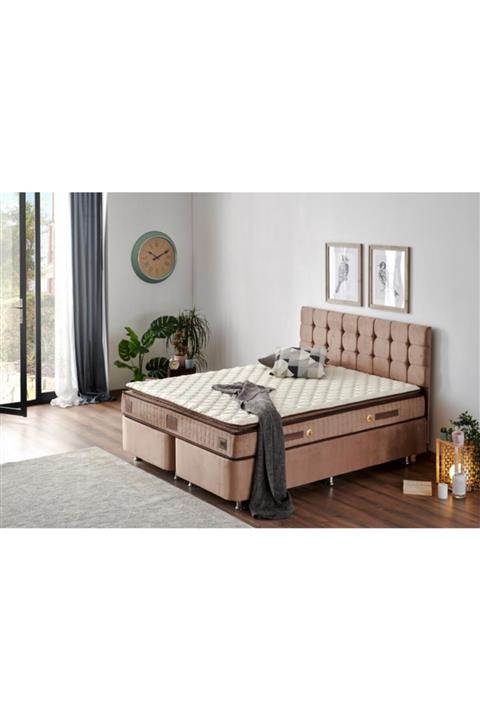 Niron Yatak W. Cotton 150x200 Cm Çift Kişilik Pedli Yatak Baza Başlık Takımı - Kumaş Baza, Başlık Ve Yatak Seti