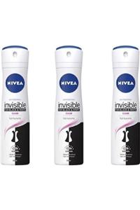 Nivea Invisible For Black & White Clear 150 ml 3 Adet Deo Sprey