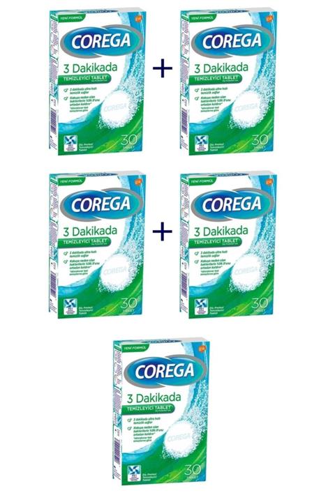 Corega Diş 3 Dk Temizleyici Beyazlatıcı 30 Tablet X 5 Paket