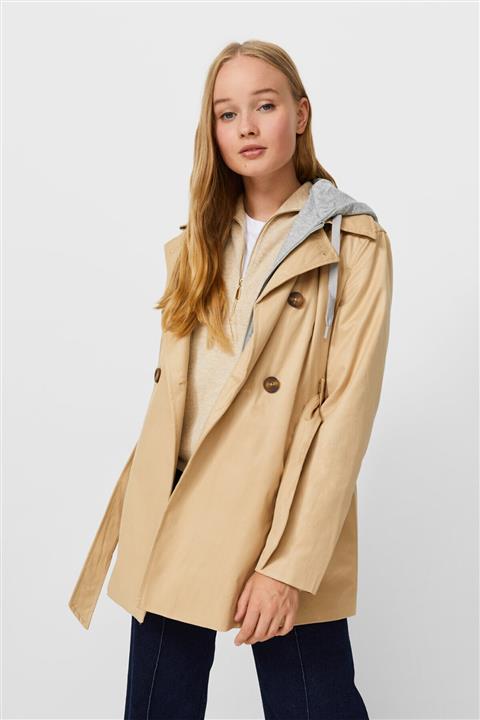 Stradivarius Penye Kapüşonlu Trençkot