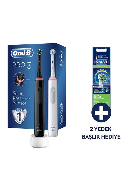 OralB PRO 3900 2'li Şarjlı Diş Fırçası ve Yedek Başlık +2 Yedek Başlık