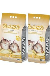 Goldlife Kavun Kokulu Topaklanan Bentonit Ince Taneli Kedi Kumu 10 Lt * 2 Adet