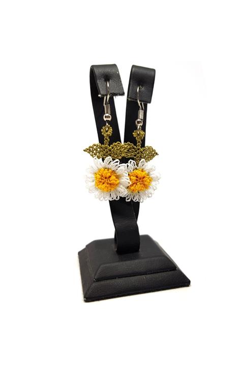 Bahar Oya Iğne Oyası Papatya Küpe Sallantılı